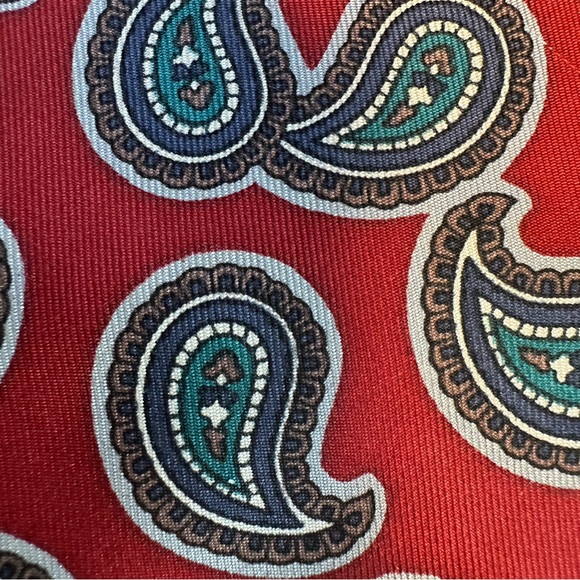 Vintage Boston Traders Silk Paisley Tie Red Teal Classic 90s Style 3.75”X 56” - Picture 13 of 13